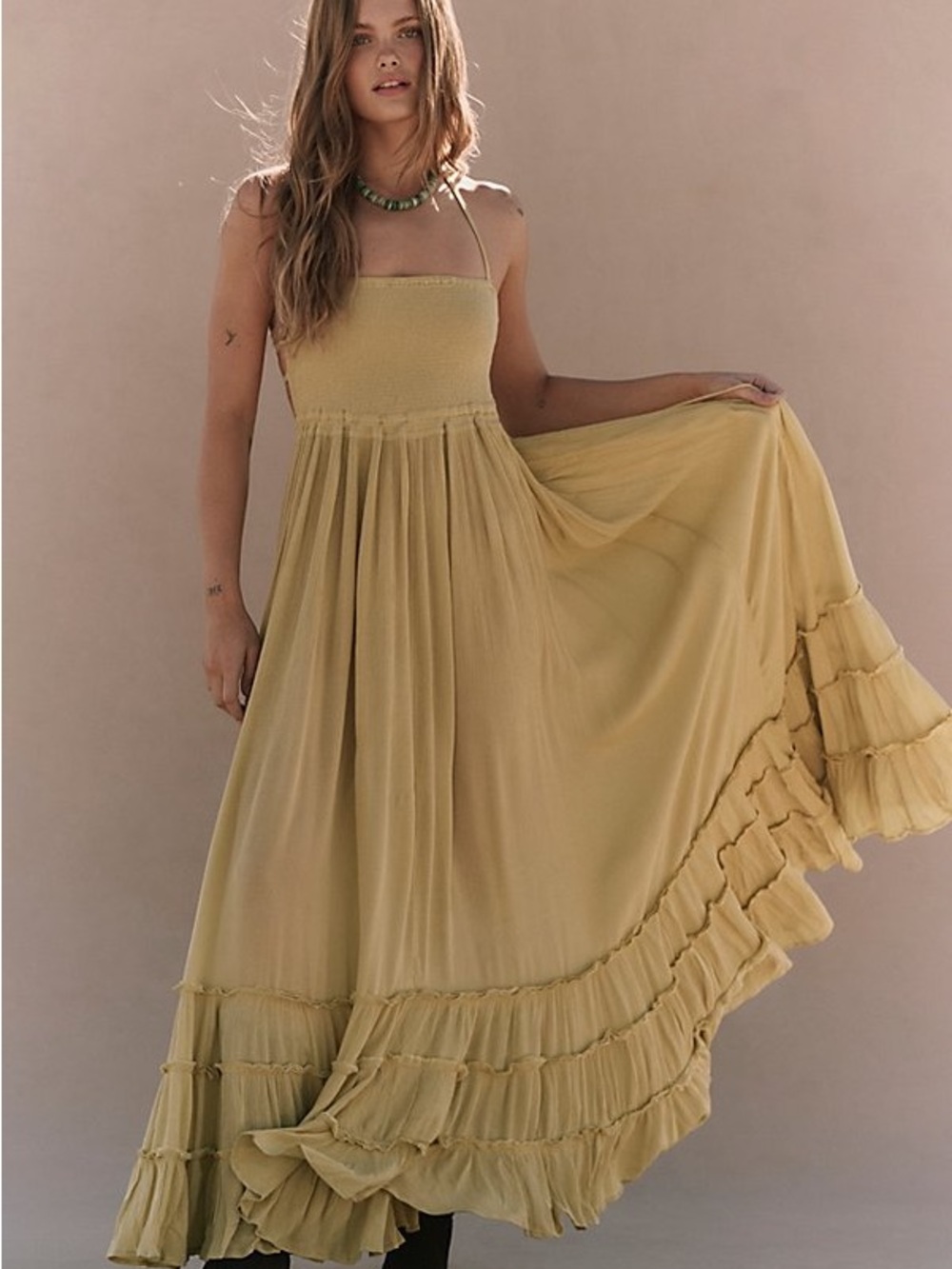 Free People Extratropical Maxi Dress in Moss